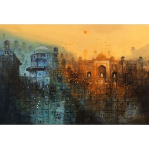 A. Q. Arif, 24 x 36 Inch, Oil on Canvas, Citysscape Painting, AC-AQ-326